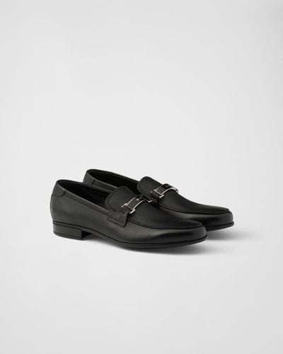 Prada Saffiano Leather Loafers - Gray