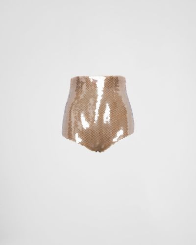 Prada Sequined Tulle Knickers - White