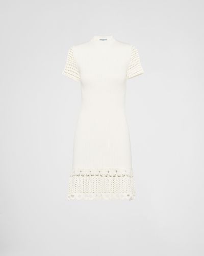 Prada Cotton Crew-Neck Dress - White