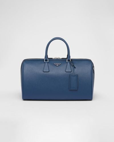 Prada Saffiano Leather Travel Bag - Blue
