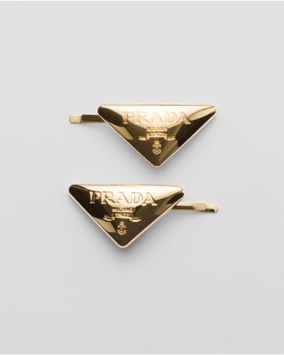 Prada Metal Hair Clips - Metallic