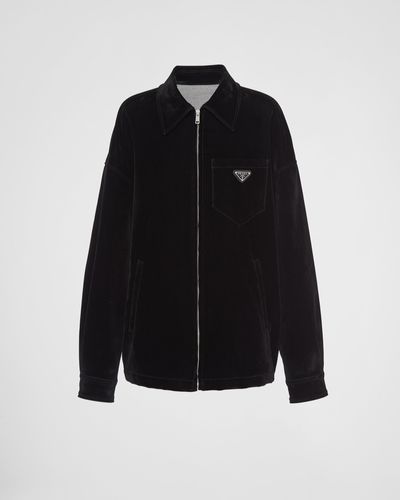 Prada Velvet Denim Blouson Jacket - Black