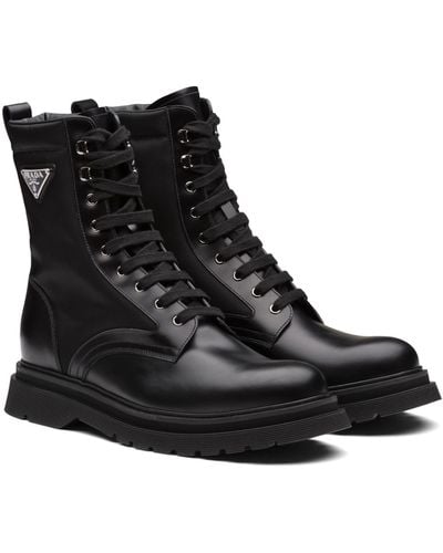 Prada Millerighe Combat Boots - Black