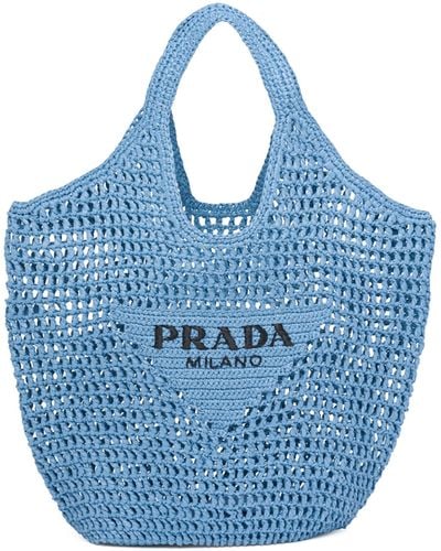 Prada Crochet Tote Bag - Blue