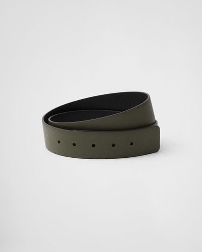 Prada Reversible Saffiano Leather Belt Strap - Black