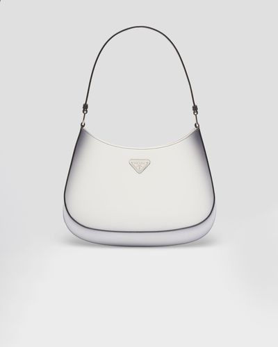 Prada Cleo Brushed Leather Shoulder Bag - White