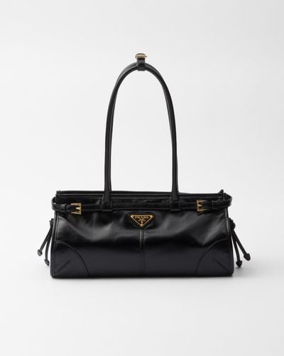 Prada Soft Mini leather tote bag in black - Prada | Mytheresa