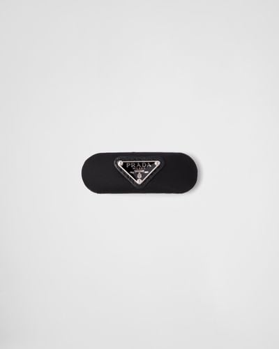 Prada Re-nylon Logo-plaque Hair Clip - Black