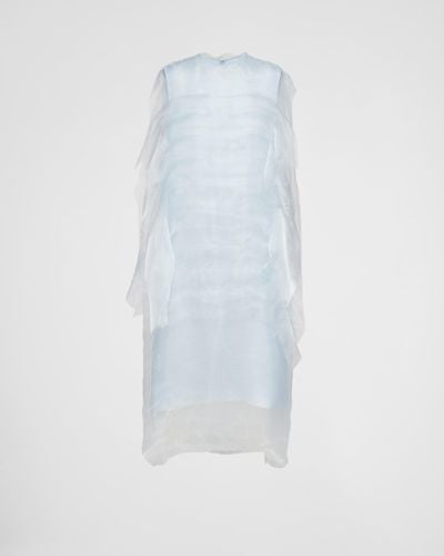 Prada Robe En Voile Technique - Blanc