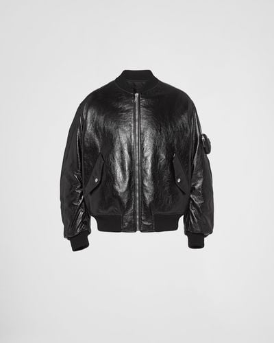Prada Nappa Leather Bomber Jacket - Black