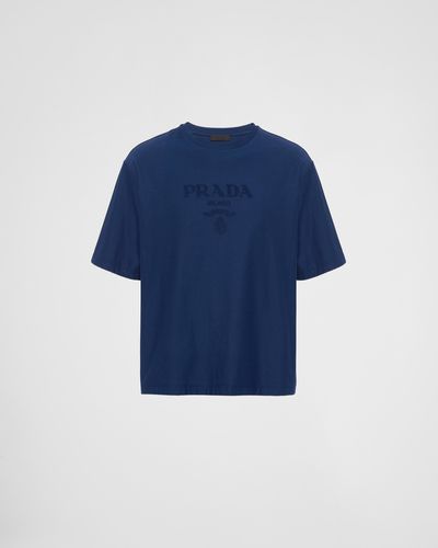 Prada Technical Cotton T-Shirt - Blue