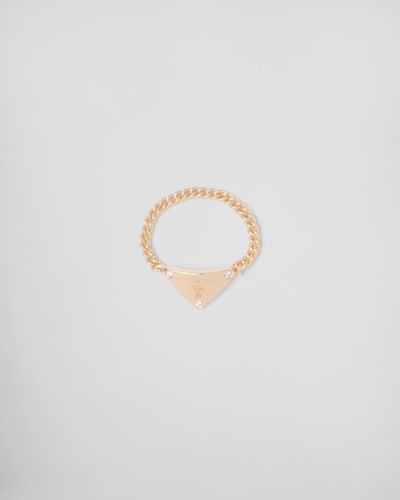 Prada Eternal Gold Chain Ring In Yellow Gold With Diamonds - White