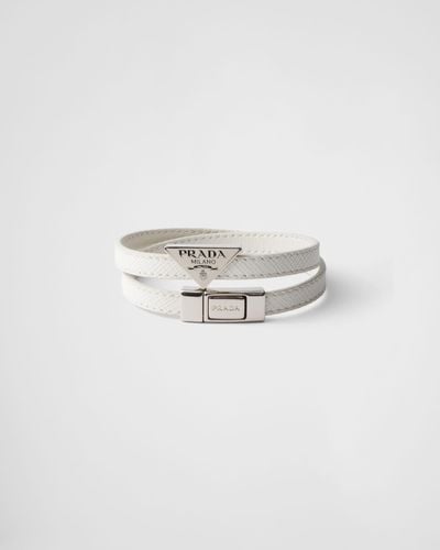 Prada Bracelet En Cuir Saffiano - Blanc