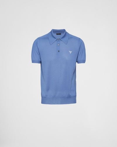 Prada Cashmere Polo Shirt - Blue