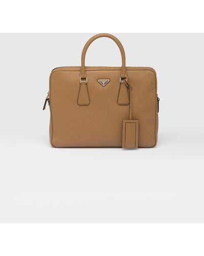 Prada Briefcase En Cuir - Neutre