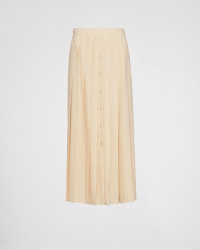 Prada Crêpe De Chine Jacquard Midi Skirt - White