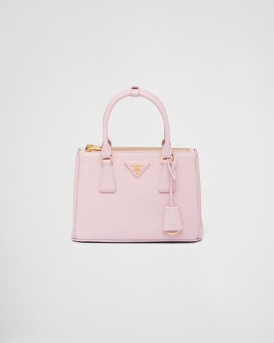 Prada Kleine Galleria Tasche Aus Saffiano-leder - Pink