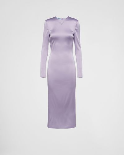 Prada Robe Midi En Satin - Violet