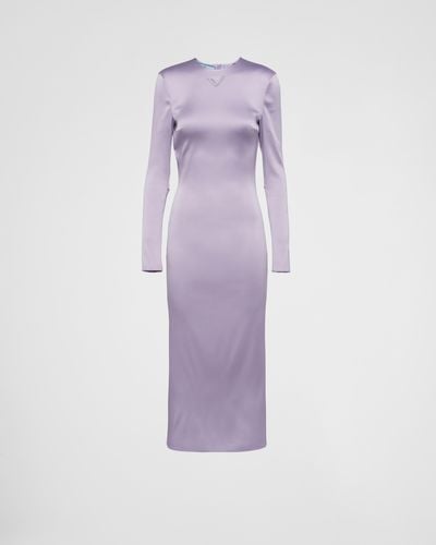 Prada Robe Midi En Satin - Violet