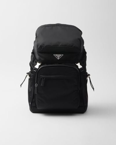 Prada Re-Nylon And Saffiano Leather Backpack - Black