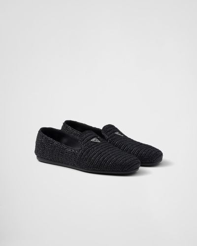 Prada Crochet Slip-On Shoes - Black