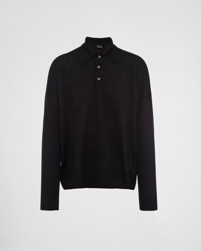 Prada Cashmere Polo Shirt - Black