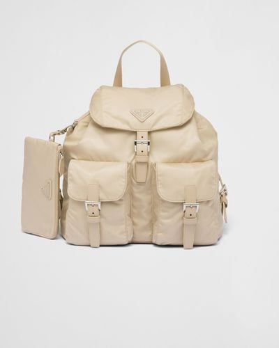Prada Re-Nylon Medium Backpack With Pouch - Natural