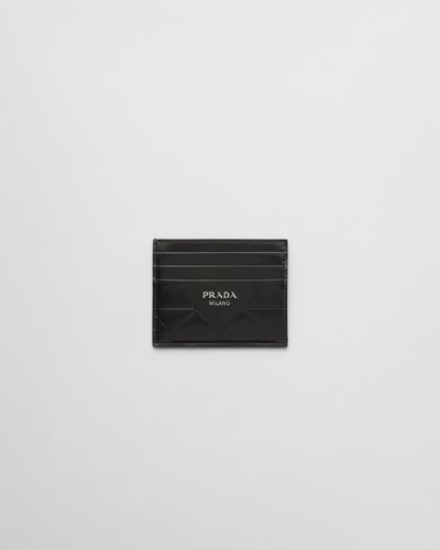 Prada Brushed Leather Credit Card Holder - White