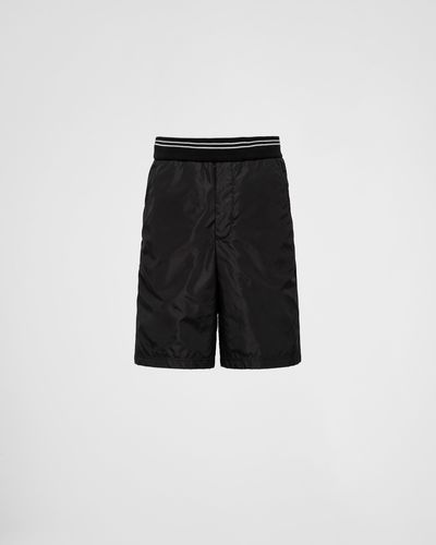 Prada Bermudas Aus Piqué Mit Details Aus Re-Nylon - Schwarz