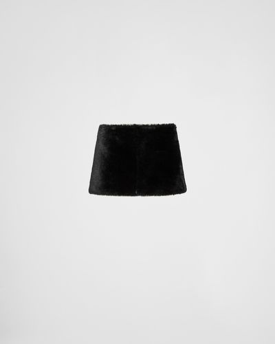 Prada Shearling Skirt - Black