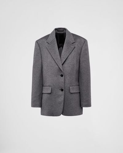 Prada Single-breasted Cashmere Jacket - Gray