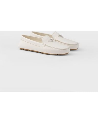 Prada Leather Driving Shoes - White