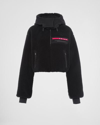 Prada Kurzes Sweatshirt Aus Fleece - Schwarz