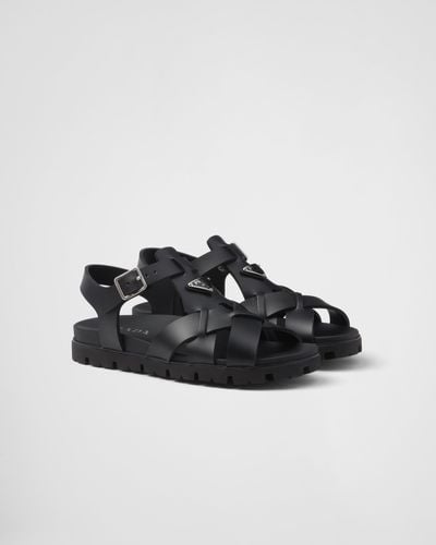 Prada Crisscross Rubber Sandals - Black