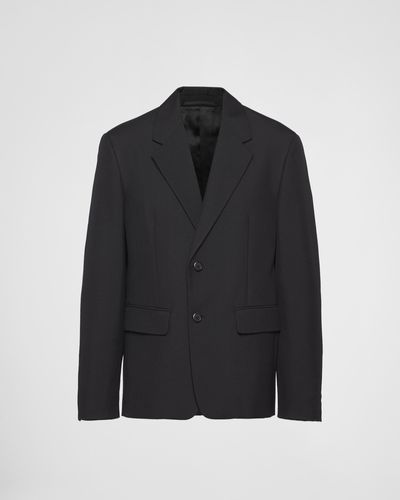 Prada Single-Breasted Wool Blend Jacket - Black