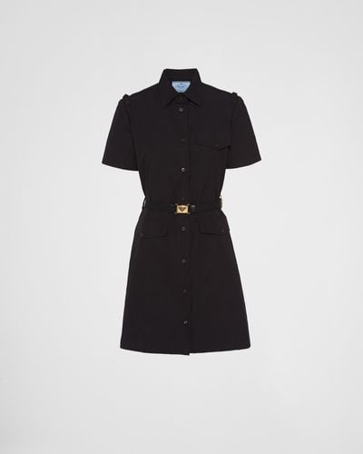 Prada Poplin Mini-dress With Belt - Black