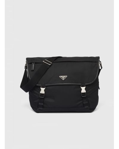 Prada Re-nylon And Saffiano Leather Shoulder Bag - Black