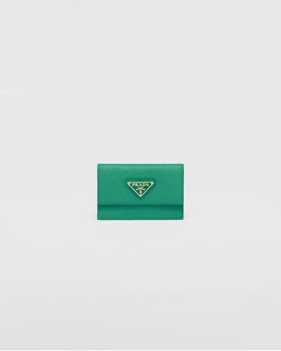 Prada Saffiano Leather Card Holder - Green
