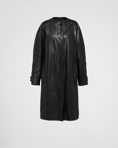 Prada Manteau En Cuir - Noir