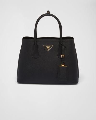 Prada Small Saffiano Leather Double Bag - Black