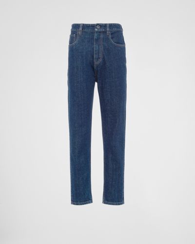 Prada Five-Pocket Denim Mom Jeans - Blue