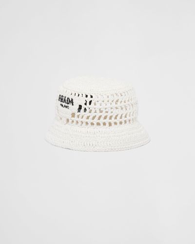 Prada Crochet Bucket Hat - White