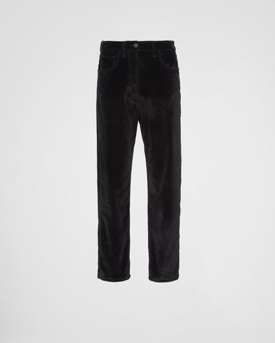 Prada Five-Pocket Velvet Denim Jeans - Black