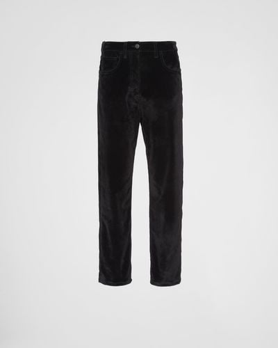 Prada Five-Pocket Velvet Denim Jeans - Black