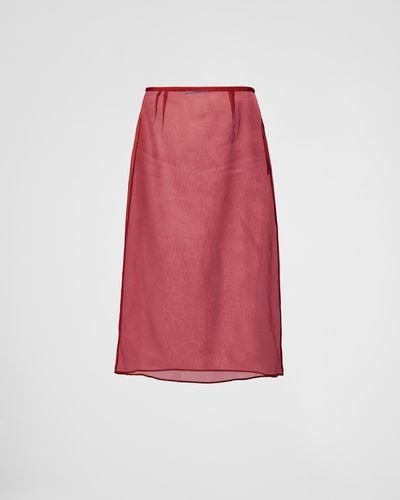 Prada Organza Midi-skirt - Red