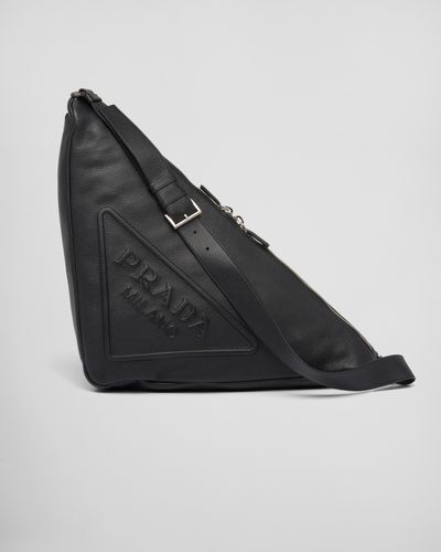 Prada Large Leather Triangle Bag - Black