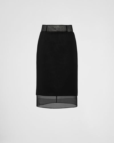 Prada Wool And Crinoline Midi-skirt - Black