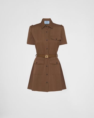 Prada Gabardine Mini-dress - Brown