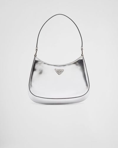 Prada Cleo Brushed Leather Shoulder Bag - White