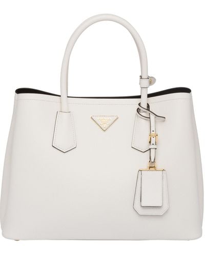 Prada Medium Saffiano Leather Double Bag - White